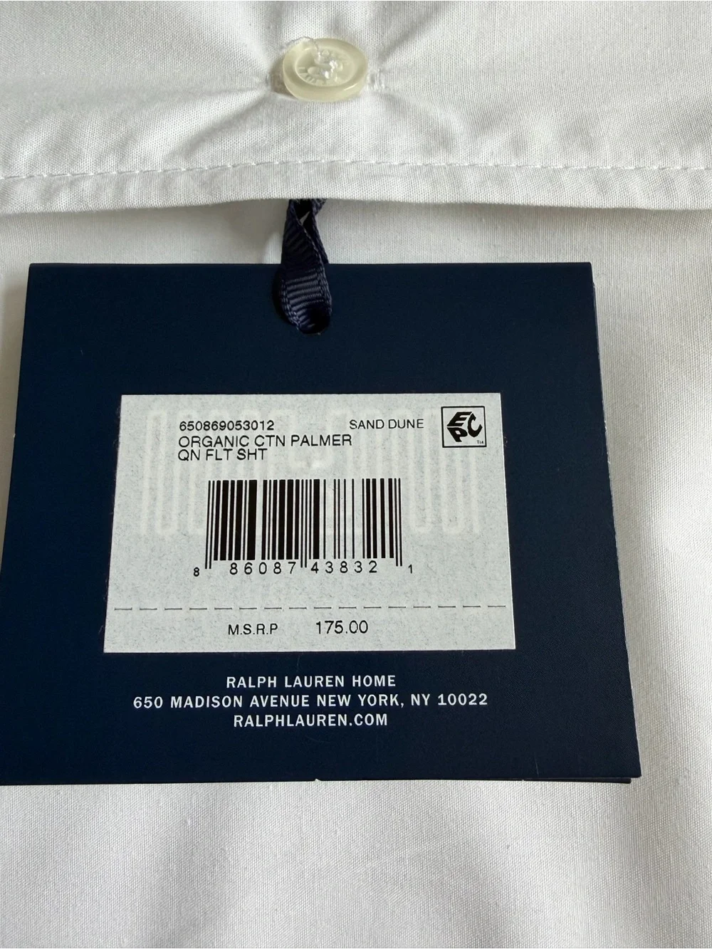 Ralph Lauren Home Organic Cotton Percale Palmer Flat Sheet Queen Size Sand Dune